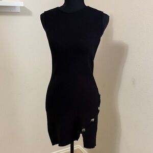 Zara Black Mini Dress with Button Detail